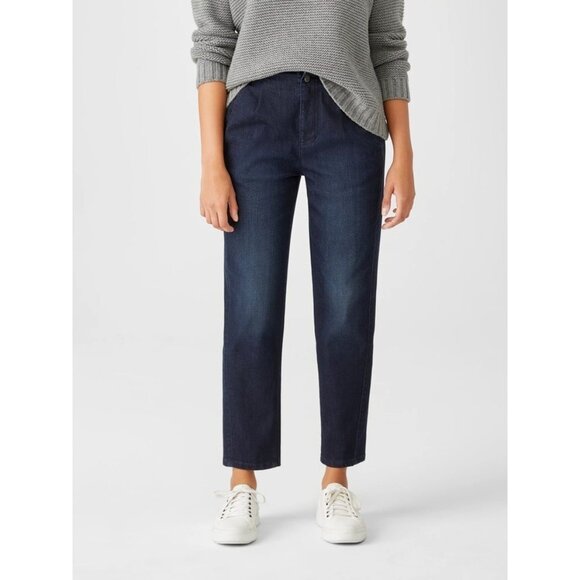 Eileen Fisher Denim - Eileen Fisher Organic Cotton Stretch Tapered Pants Ankle Length Dark wash